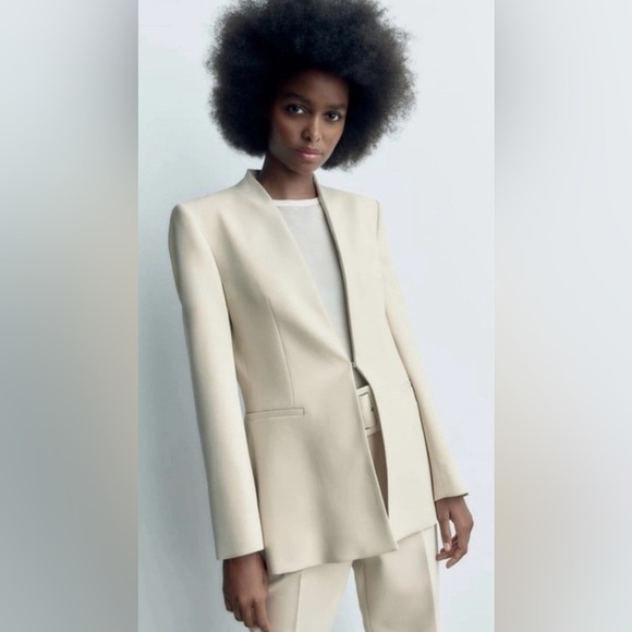 NWT Zara Cream Women's Suit Jacket - Picture 1 of 6